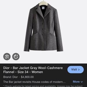 Similar to Dior Gray Wool-Cashmere Bar Jacket in S